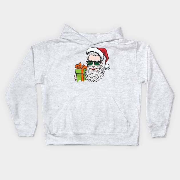 Hipster in Santa Hat Kids Hoodie by devaleta